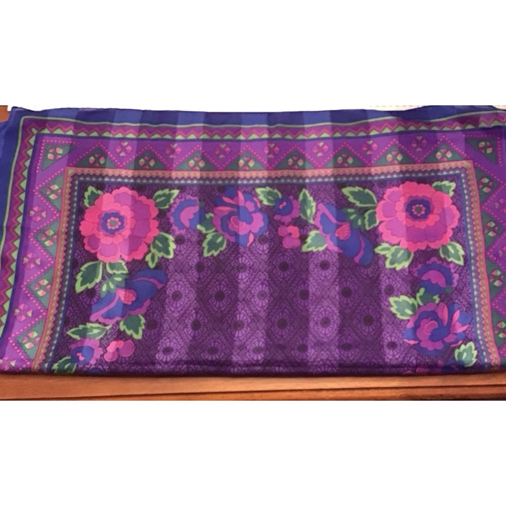 Vintage BERKSHIRE Jewel Tones Floral Print Scarf Made in Italy 30" x 30"